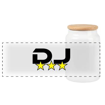DJ *** - Boîte à biscuits avec couvercle en bois - blanc - Devant