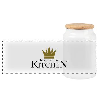 King Of The Kitchen - Boîte à biscuits avec couvercle en bois - blanc - Devant