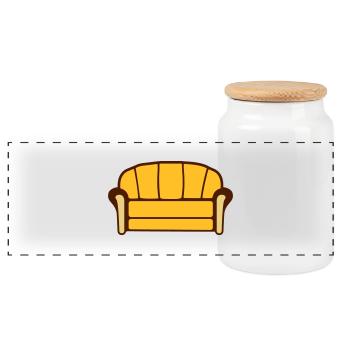 Couch - Panoramic Cookie Jar with Wooden Lid - white - Front