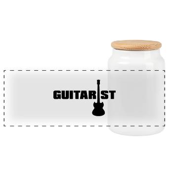 Guitarist - Panoramic Cookie Jar with Wooden Lid - white - Front