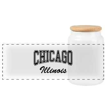 chicago_illinois - Panorama Keksdose mit Holzdeckel - Weiß - Vorne
