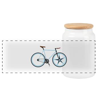 Bike - Panoramic Cookie Jar with Wooden Lid - white - Front