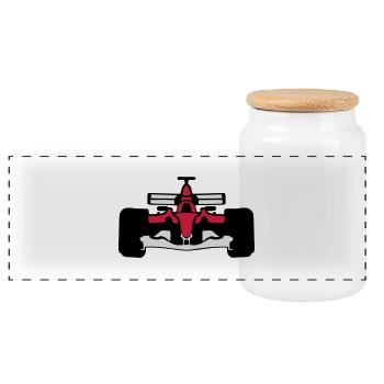 formule 1 voiture course 1072 - Boîte à biscuits avec couvercle en bois - blanc - Devant