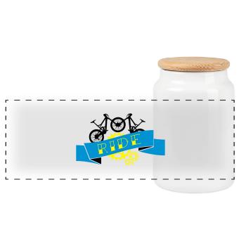 Mountain Biking - Downhill Ride Compilation - Panoramic Cookie Jar with Wooden Lid - white - Front