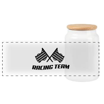 racing_team - Boîte à biscuits avec couvercle en bois - blanc - Devant