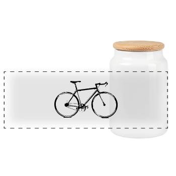 bike - Panorama Keksdose mit Holzdeckel - Weiß - Vorne