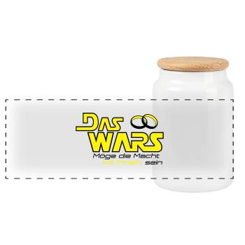 das wars mit ihnen - Panoramic Cookie Jar with Wooden Lid - white - Front