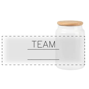 TEAM with placeholder - Panoramic Cookie Jar with Wooden Lid - white - Front
