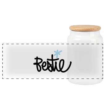 Bestie - Beste Freundin - Panorama Keksdose mit Holzdeckel - Weiß - Vorne