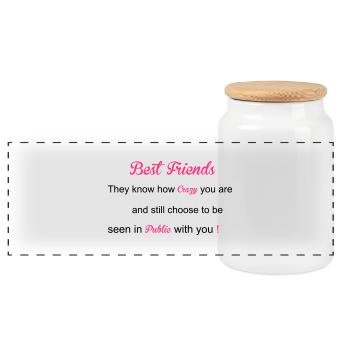 Best Friends - Panorama Keksdose mit Holzdeckel - Weiß - Vorne