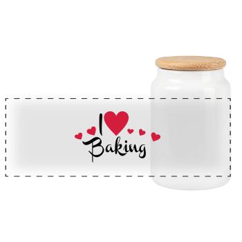 bake - Panoramic Cookie Jar with Wooden Lid - white - Front