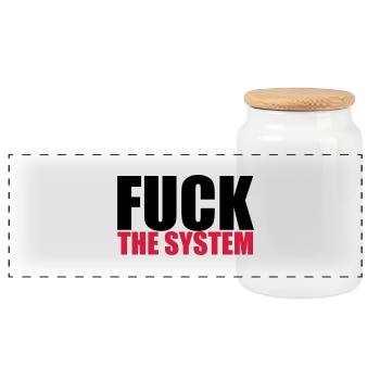 Fuck The System - Panoramic Cookie Jar with Wooden Lid - white - Front