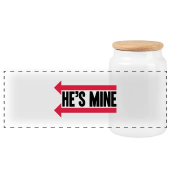 He's Mine Design - Panoramic Cookie Jar with Wooden Lid - white - Front