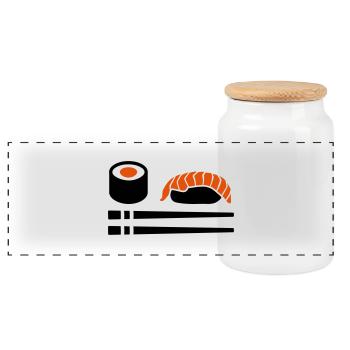 Sushi - Panorama Keksdose mit Holzdeckel - Weiß - Vorne