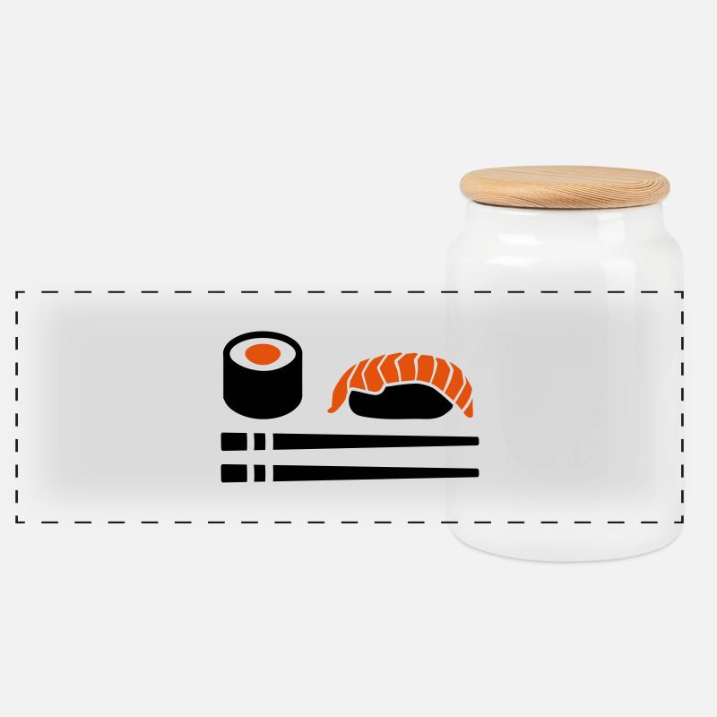 Sushi - Panorama Keksdose mit Holzdeckel - Weiß