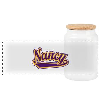 Nancy - T-shirt personalised with your name - Panoramic Cookie Jar with Wooden Lid - white - Front