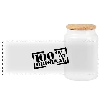 timbre original 100 % - Boîte à biscuits avec couvercle en bois - blanc - Devant