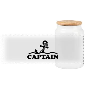 Anker unter Wasser Wellen Captain Design - Panorama Keksdose mit Holzdeckel - Weiß - Vorne