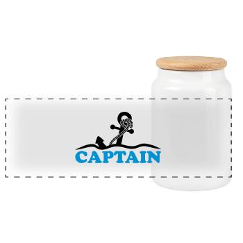 Anker unter Wasser Wellen Captain Design - Panorama Keksdose mit Holzdeckel - Weiß - Vorne