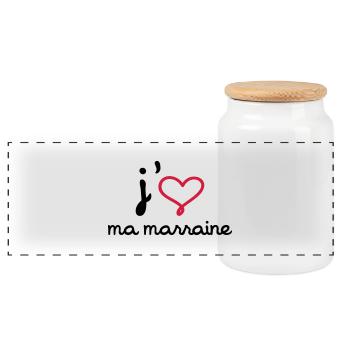 J'aime ma marraine - Boîte à biscuits avec couvercle en bois - blanc - Devant