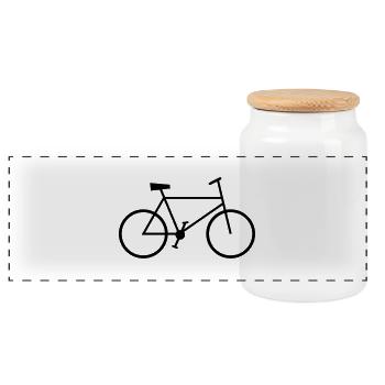 bike - Panoramic Cookie Jar with Wooden Lid - white - Front