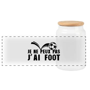 je ne peux pas jai foot football - Boîte à biscuits avec couvercle en bois - blanc - Devant