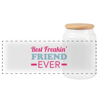 Best Friend - Panoramic Cookie Jar with Wooden Lid - white - Front
