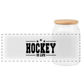 hockey is life 1 - Panorama Keksdose mit Holzdeckel - Weiß - Vorne