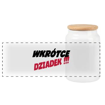 Dziadek - Panoramic Cookie Jar with Wooden Lid - white - Front