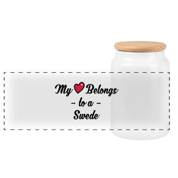swede my heart belongs to - Panoramic Cookie Jar with Wooden Lid - white - Front
