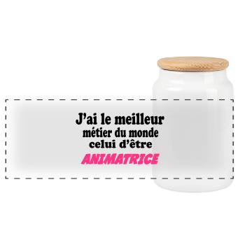 J'ai le meilleur métier du monde : animatrice - Boîte à biscuits avec couvercle en bois - blanc - Devant