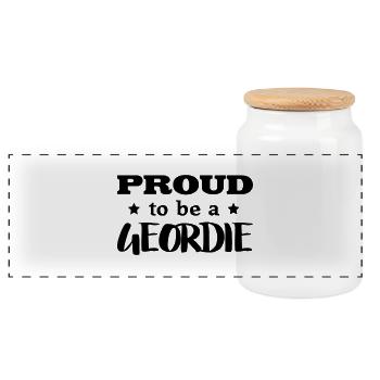 geordie proud to be - Panoramic Cookie Jar with Wooden Lid - white - Front