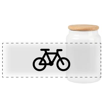 Bike, Rad, Fahrrad, Bici - Panoramic Cookie Jar with Wooden Lid - white - Front