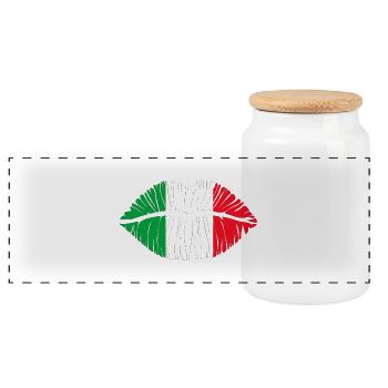 Kuss Italien - Panorama Keksdose mit Holzdeckel - Weiß - Vorne