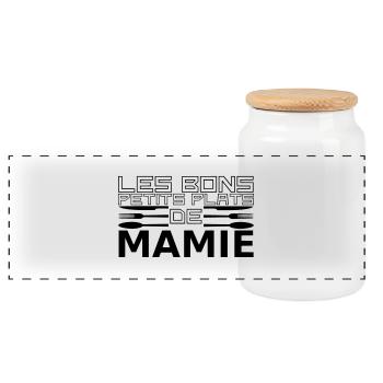 les bons petits plats de mamie - Panorama Keksdose mit Holzdeckel - Weiß - Vorne