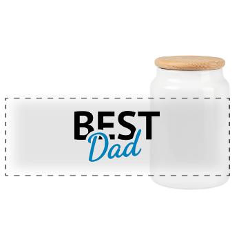 Best Dad - Panorama Keksdose mit Holzdeckel - Weiß - Vorne