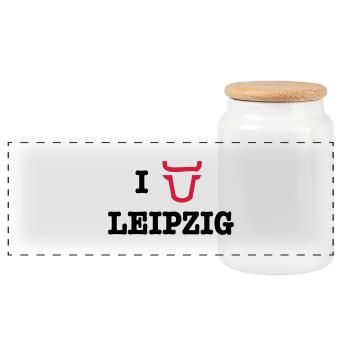 I Love Leipzig - Boîte à biscuits avec couvercle en bois - blanc - Devant