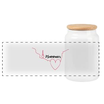 Herz für Monnem - Tribal Art Design - Panorama Keksdose mit Holzdeckel - Weiß - Vorne