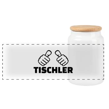 Tischler - Panorama Keksdose mit Holzdeckel - Weiß - Vorne