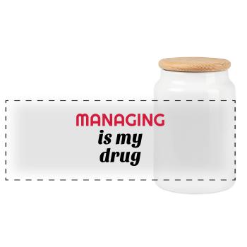 Manager Boss Chef Patron Work Job Society - Panoramic Cookie Jar with Wooden Lid - white - Front