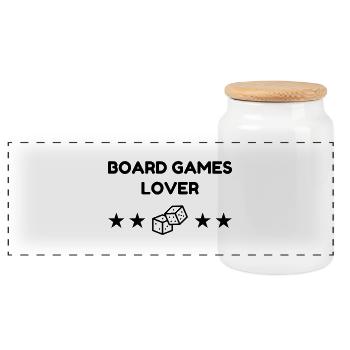 Board Game Brettspiel Jeu de Société Geek - Panoramic Cookie Jar with Wooden Lid - white - Front
