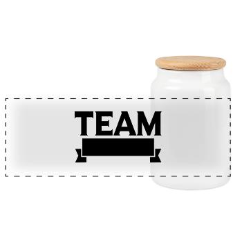 Team Banner - Panoramic Cookie Jar with Wooden Lid - white - Front