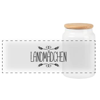 landmädchen - Panorama Keksdose mit Holzdeckel - Weiß - Vorne