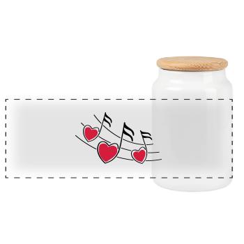 music hearts notes - Panorama Keksdose mit Holzdeckel - Weiß - Vorne
