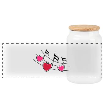 music notes hearts - Panorama Keksdose mit Holzdeckel - Weiß - Vorne