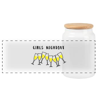 sekt girls nightout - Panorama Keksdose mit Holzdeckel - Weiß - Vorne