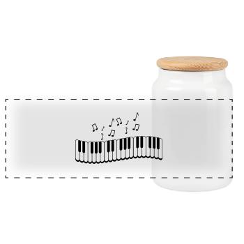 piano_noten_01 - Panorama Keksdose mit Holzdeckel - Weiß - Vorne