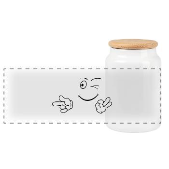 smileface_01 - Boîte à biscuits avec couvercle en bois - blanc - Devant