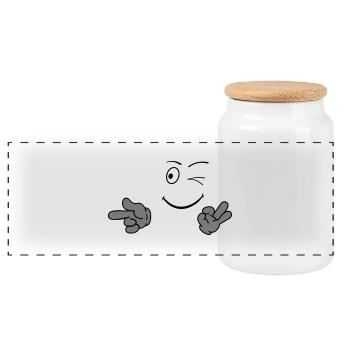 smileface_02 - Boîte à biscuits avec couvercle en bois - blanc - Devant