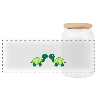 schildkroeten_verliebt_001 - Panorama Keksdose mit Holzdeckel - Weiß - Vorne